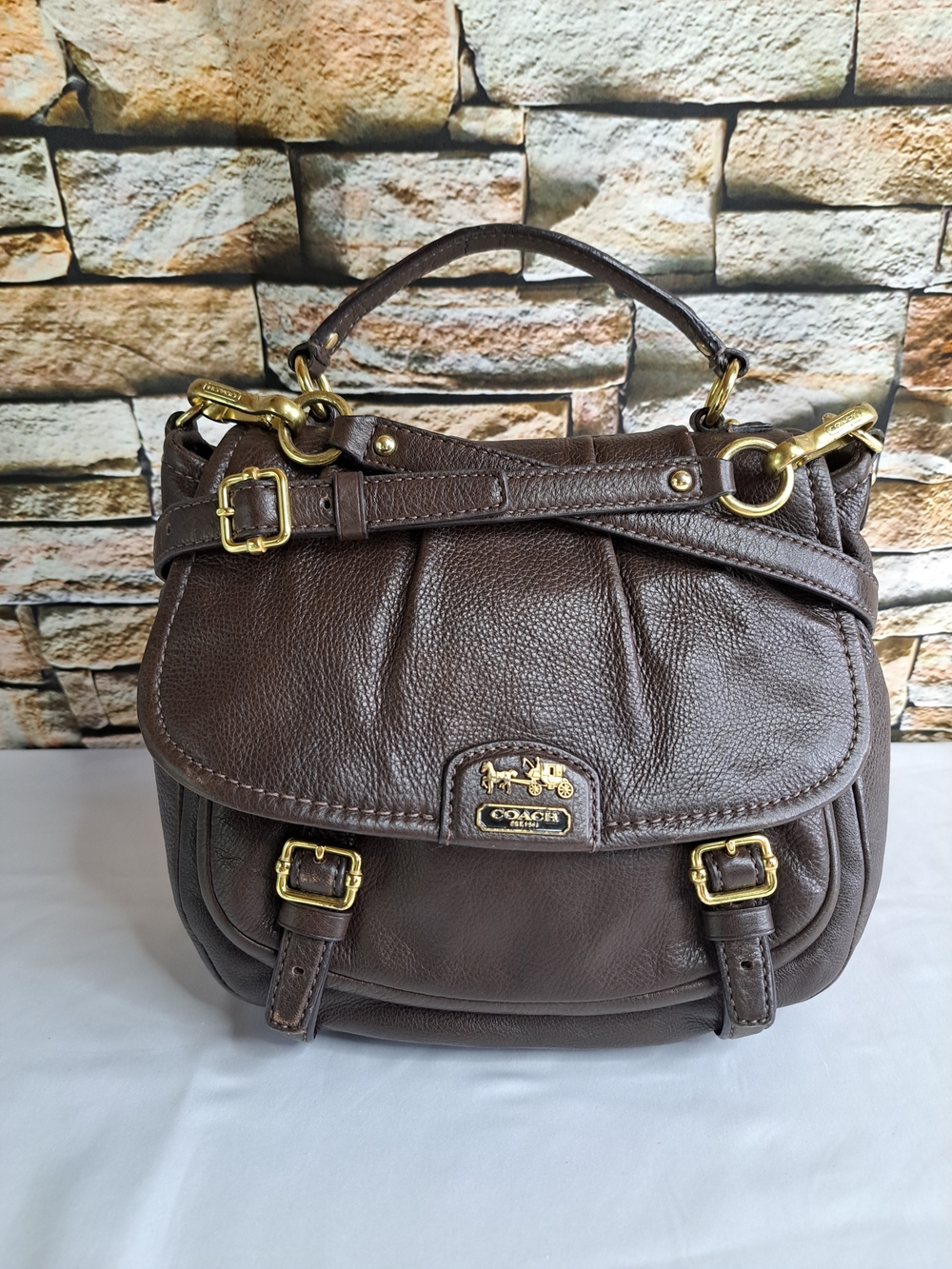 COACH 'MADISON' ANNABELLE' Pebbled Leather Flap Shoulder Bag w/Crossbody Strap - Picture 2 of 16
